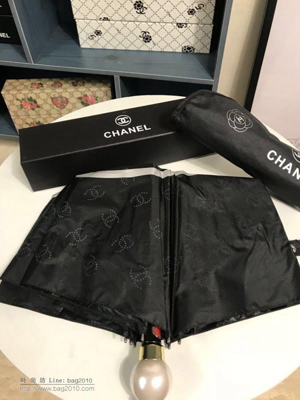 CHANEL香奈兒傘 火爆新款 山茶花搭配經典的香奈兒LOGO 珍珠球手柄 晴雨傘 防曬隔熱 防紫外線  zm1056